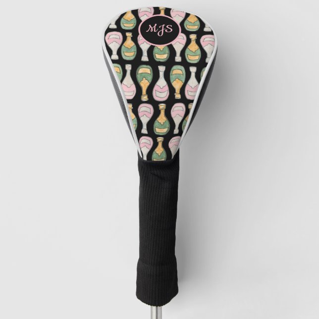 Champagne Flasche Muster Ladys Golf Head Cover Golf Headcover (Vorderseite)