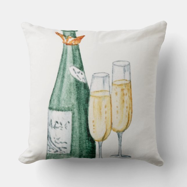Champagne-Flaschen und zwei Gläser Kissen (Vorderseite)