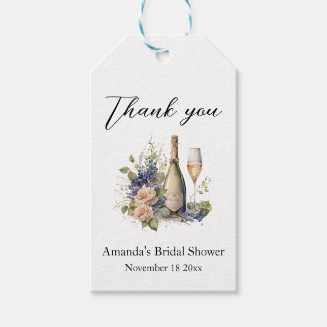 Champagne Floral Brautparty Fevor Geschenkanhänger (Vorderseite)