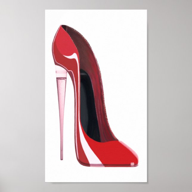 Champagne Flute Red Stiletto Shoe Poster (Vorne)