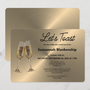 Champagne Flute Toast auf Imitats Metallic Einladung
