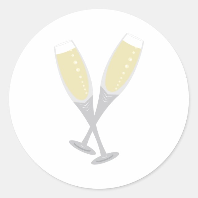 Champagne Flutes Runder Aufkleber (Vorderseite)