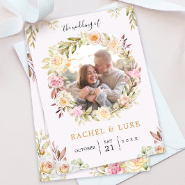 Champagne FOTO Floral Chic Hochzeit Einladung