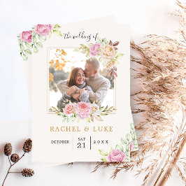 Champagne FOTO Floral Wedding Style Einladung