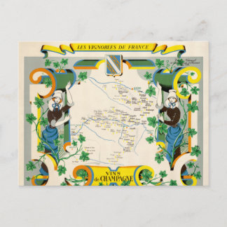 Champagne, Frankreich - Vintage Karte
