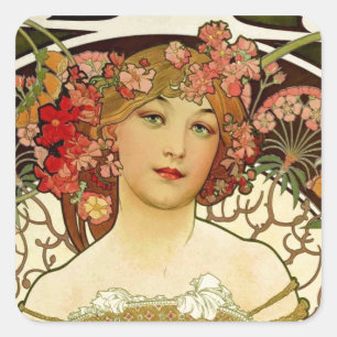 Champagne-Frau 1897 - F. Champenois Imprimeur Quadratischer Aufkleber