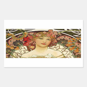 Champagne-Frau 1897 - F. Champenois Imprimeur Rechteckiger Aufkleber
