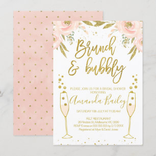 Champagne Glass Brunch Nuptiale Douche Invitation
