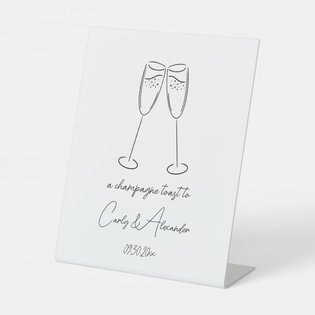 Champagne Glass Champagne Toast Wedding Bar Sockelschild (Vorderseite)