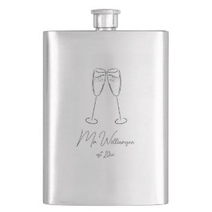 Champagne Glass Groom Wedding Newlywed Classic Flachmann