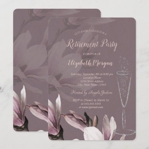 Champagne Glass Magnolia Rentirement Einladung