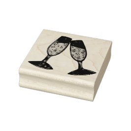 Champagne Glass Toast Bubbles Cheers Wedding Gummistempel