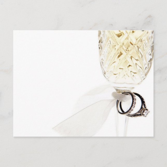 Champagne Glass Wedding Rings Postkarte (Vorderseite)
