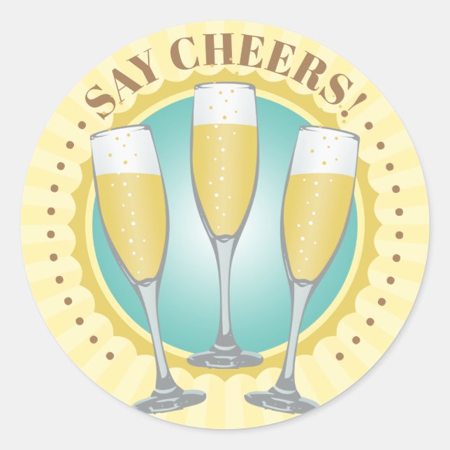 Champagne Glasses Classic Round Sticker (Vorderseite)