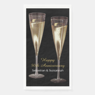 Champagne Glasses Custom Wedding Anniversary Party Serviette
