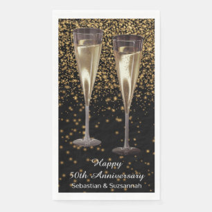 Champagne Glasses Custom Wedding Anniversary Party Serviette
