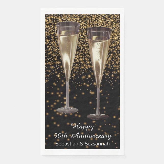 Champagne Glasses Custom Wedding Anniversary Party Serviette (Vorderseite)