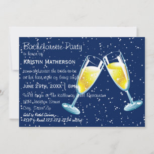 Champagne Glasses Night - Junggeselinnen-Abschied Einladung