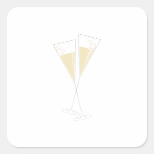 Champagne Glasses Quadratischer Aufkleber