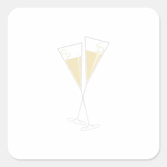 Champagne Glasses Quadratischer Aufkleber (Vorderseite)