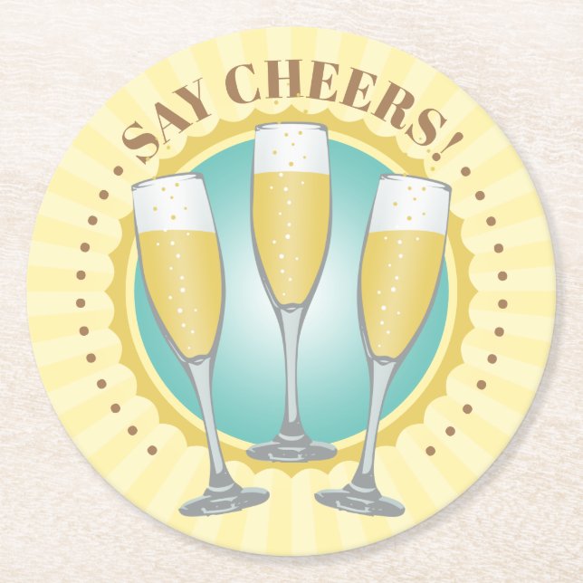 Champagne Glasses Round Paper Untersetzer (Vorderseite)