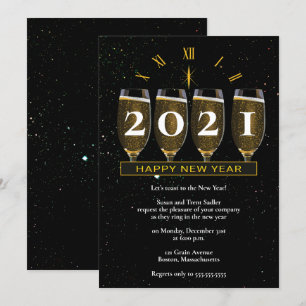 Champagne Glasses Silvester Party Einladung