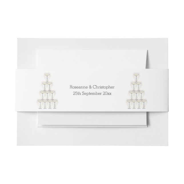 Champagne Glasses Simple Wedding Einladungsbanderole (Vorderseite Beispiel)