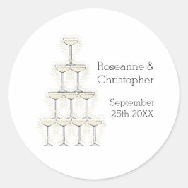 Champagne Glasses Simple Wedding Runder Aufkleber