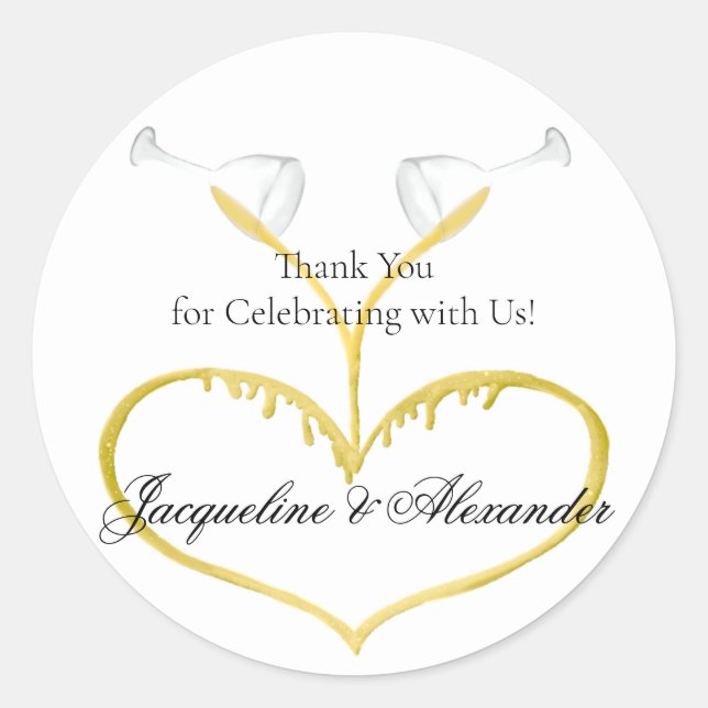 Champagne Glasses Wedding Classic Round Sticker (Vorderseite)
