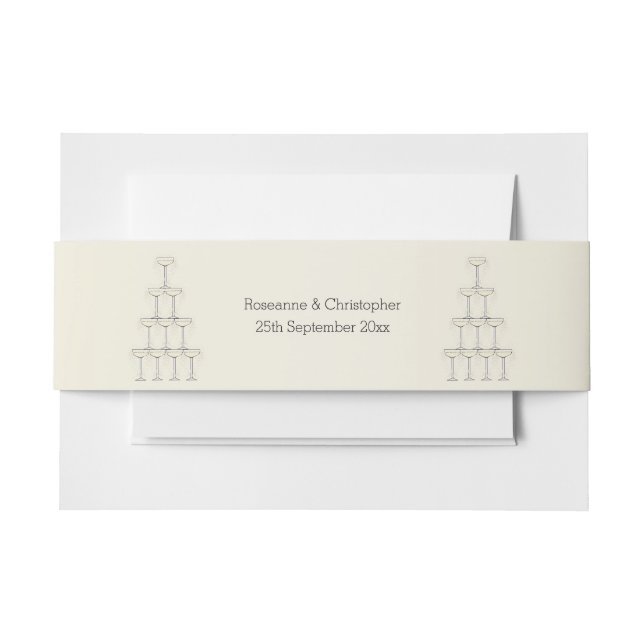 Champagne Glasses Wedding Einladungsbanderole (Vorderseite Beispiel)