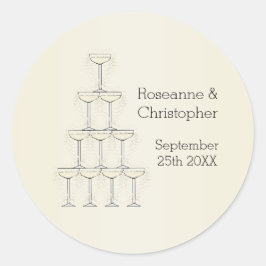 Champagne Glasses Wedding Runder Aufkleber