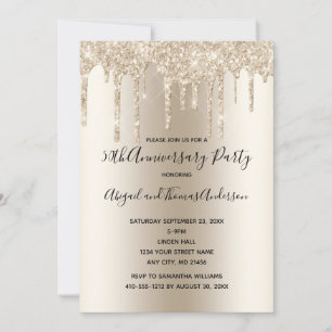 Champagne Glitter-Tropfen Hochzeit Jubiläum Formal Einladung