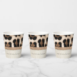 Champagne Glitz Cream Leopard Pappbecher