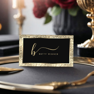 Champagne Glitzer Frame Monogram Luxus Visitenkarte