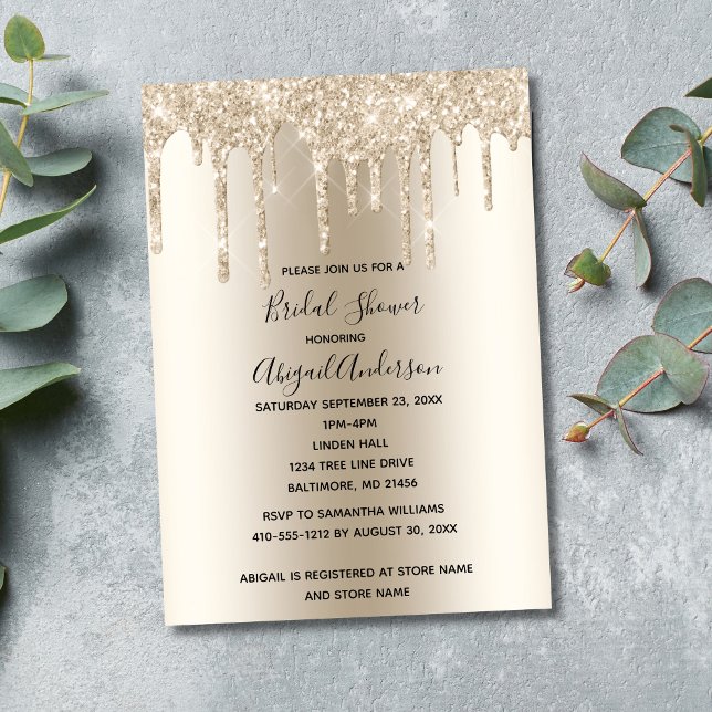 Champagne Glitzer Tropfen Brautparty Glam Trendy Einladung (Champagne Dripping Glitter Bridal Shower Invitation. Printed and Digital Download)