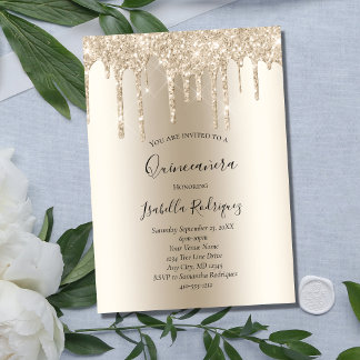 Champagne Glitzer Tropfen Glam Trendy Birthday Inv Einladung