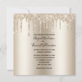 Champagne Glitzer Tropfen Trendy Elegant Wedding Einladung