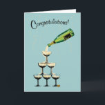 Champagne-Glückwunschkarte Karte<br><div class="desc">Feiern Sie eine Verlobung,  Hochzeit,  Jahrestag oder anderes spezielles Ereignis mit diesem kaskadierenchampagnerturm.</div>