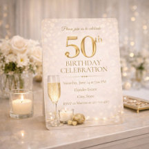Champagne Gold 50th Glow Invitation