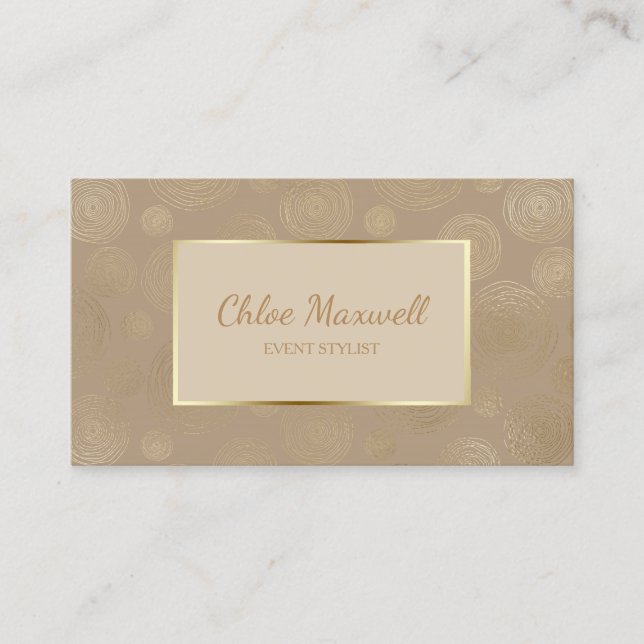 Champagne Gold Abstrakt Circle Minimalistisch Visitenkarte (Vorderseite)