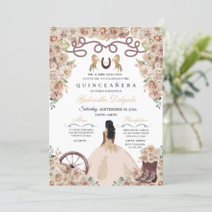 Champagne Gold Charro Princess Quinceanera Einladung