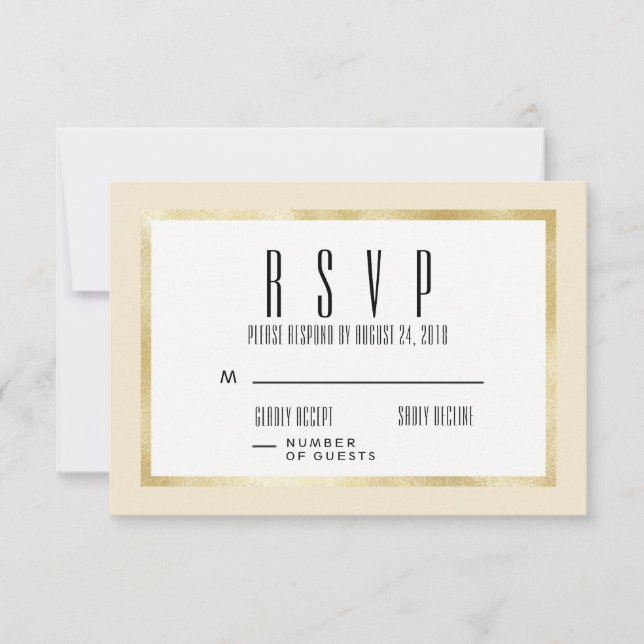 Champagne + Gold Classic Wedding Einladende RSVP C (Vorderseite)