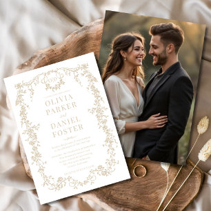 Champagne Gold Foto Viktorianische Hochzeit Einladung