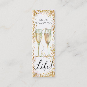 Champagne-Gold-Glitter-Geburtstagsfeier-Lesezeiche Mini Visitenkarte
