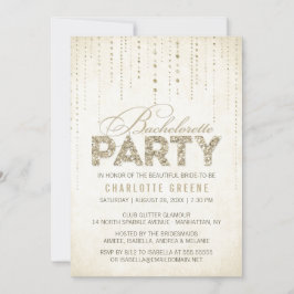 Champagne Gold Glitzer Look Junggeselinnen-Abschie Einladung