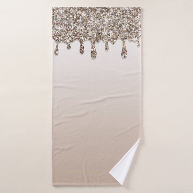 Champagne Gold Glitzer Tropfen Luxury Glam Badhandtuch Set (Badehandtuch)