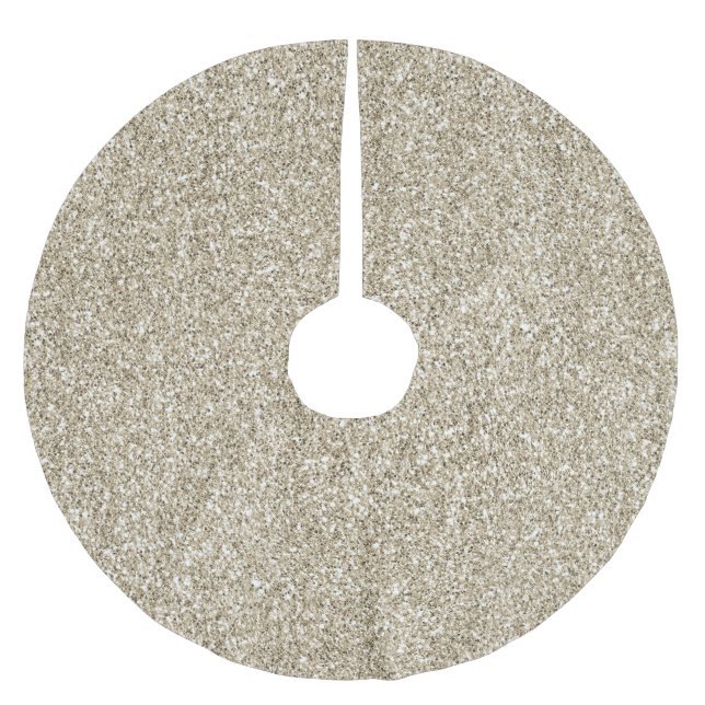 Champagne Gold Glitzy Glitzer Polyester Weihnachtsbaumdecke (Vorderseite)