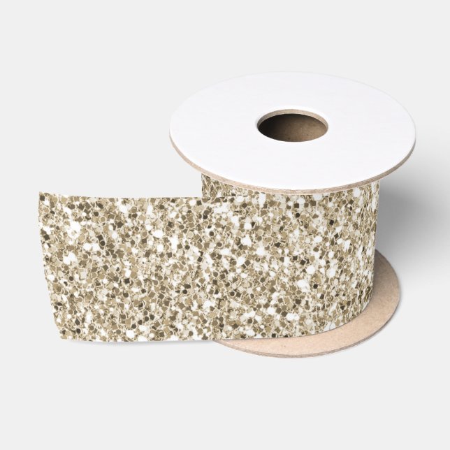 Champagne Gold Glitzy Glitzer   Satinband (Spule)