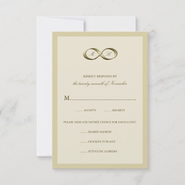 Champagne Gold Infinity Hand Clasp Wedding RSVP Karte (Vorderseite)