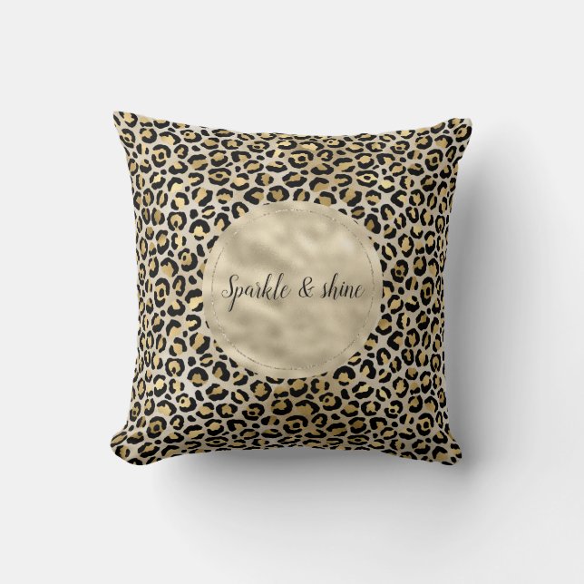 Champagne Gold Leopard Print Kissen (Vorderseite)
